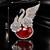 Elegant swan brooch with red crystal and wing shaped cz stone detailing