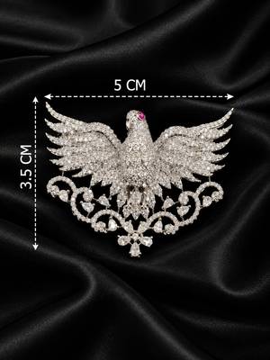 Peacock Brooch with White Crystal Stones & Ruby Accent 4