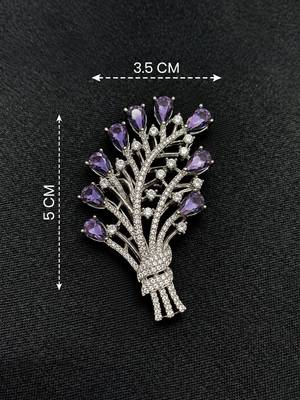 Purple Floral Bouquet Brooch with CZ Stones 3