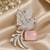 Swan Brooch with Pink Rose Quartz Style Stone & Crystal Detailing