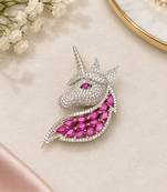 Unicorn Brooch with Pink Stones & Sparkling Crystal Detailing