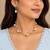 Gold-Tone Double-Layer Pearl Necklace Set with Rose Design Beads & Earrings
