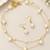 Gold-Tone Double-Layer Pearl Necklace Set with Rose Design Beads & Earrings