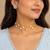 Gold-Tone 3-Layer Kundan Choker Necklace Set with Earrings