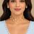 Gold-Tone 3-Layer Kundan Choker Necklace Set with Earrings