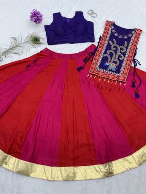Pink & Violet Cotton Readymade Lehenga Choli with Thread & Sequin Work 4