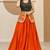 Orange & Black Cotton Readymade Lehenga Choli with Embroidery & Sequin Work