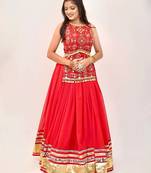 Orange Georgette Readymade Lehenga Choli with Mirror & Sequin Work
