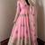 Pink fendy silk embroidery thread zari sequins work anarkali kurta set