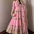 Pink fendy silk embroidery thread zari sequins work anarkali kurta set