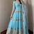 Skyblue fendy silk embroidery thread zari sequins work anarkali kurta set