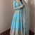 Skyblue fendy silk embroidery thread zari sequins work anarkali kurta set