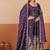 Wine shimmer silk embroidered codding, sequins work anarkali kurta set