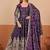 Wine shimmer silk embroidered codding, sequins work anarkali kurta set