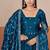 Teal shimmer silk embroidered codding, sequins work anarkali kurta set