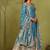 Skyblue shimmer silk embroidered codding, sequins work anarkali kurta set