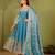 Skyblue shimmer silk embroidered codding, sequins work anarkali kurta set