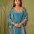 Skyblue shimmer silk embroidered codding, sequins work anarkali kurta set