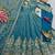 Skyblue shimmer silk embroidered codding, sequins work anarkali kurta set