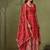 Red shimmer silk embroidered codding, sequins work anarkali kurta set