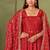 Red shimmer silk embroidered codding, sequins work anarkali kurta set