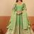 Peach shimmer silk embroidered codding, sequins work anarkali kurta set