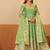 Peach shimmer silk embroidered codding, sequins work anarkali kurta set