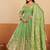 Peach shimmer silk embroidered codding, sequins work anarkali kurta set