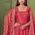 Peach shimmer silk embroidered codding, sequins work anarkali kurta set