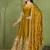 Mustard shimmer silk embroidered codding, sequins work anarkali kurta set