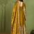 Mustard shimmer silk embroidered codding, sequins work anarkali kurta set
