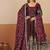 Maroon shimmer silk embroidered codding, sequins work anarkali kurta set