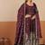 Maroon shimmer silk embroidered codding, sequins work anarkali kurta set