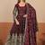 Maroon shimmer silk embroidered codding, sequins work anarkali kurta set
