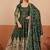 Green shimmer silk embroidered codding, sequins work anarkali kurta set