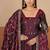 Maroon shimmer silk embroidered codding, sequins work anarkali kurta set