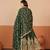 Green shimmer silk embroidered codding, sequins work anarkali kurta set