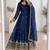 Teal crunchy silk embroidered sequins work anarkali kurta set