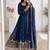 Teal crunchy silk embroidered sequins work anarkali kurta set