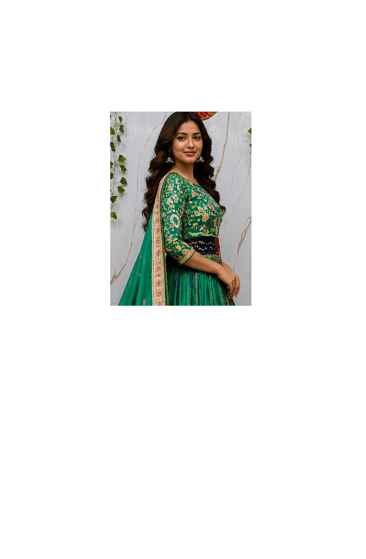 Maslin Cotton Digital Printed Partywear Lehenga Choli Set with Dupatta, Lehenga, Blouse Fabric & Pompom Lace 4