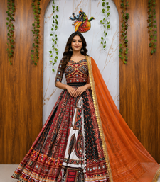 Maslin Cotton Lehenga Choli Set With Mirror Work And Dupatta