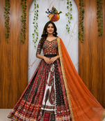 Maslin Cotton Lehenga Choli Set With Mirror Work And Dupatta