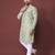PISTA GREEN HEAVY EMBROIDERY WHITE THREAD WORK MENS KURTA PAJAMA SET