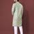 PISTA GREEN HEAVY EMBROIDERY WHITE THREAD WORK MENS KURTA PAJAMA SET