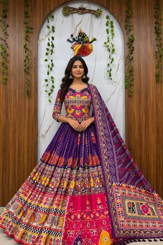 Muslin Cotton Chaniya Choli Set With Real Mirror Work And Dupatta