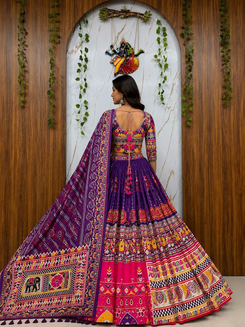 Muslin Cotton Chaniya Choli Set With Real Mirror Work And Dupatta