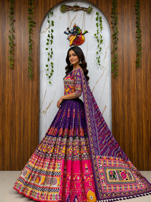Muslin Cotton Chaniya Choli Set With Real Mirror Work And Dupatta 3