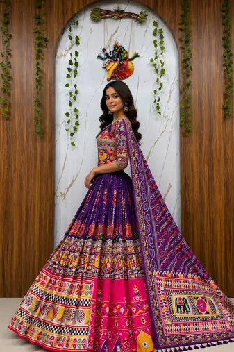 Muslin Cotton Chaniya Choli Set With Real Mirror Work And Dupatta