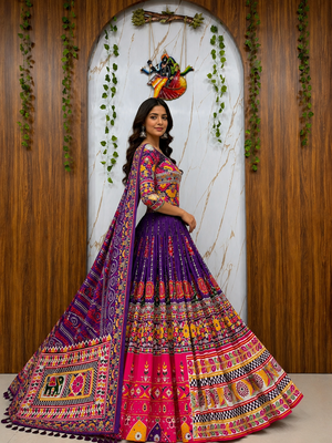 Muslin Cotton Chaniya Choli Set With Real Mirror Work And Dupatta 4