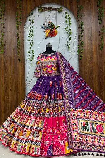 Muslin Cotton Chaniya Choli Set With Real Mirror Work And Dupatta